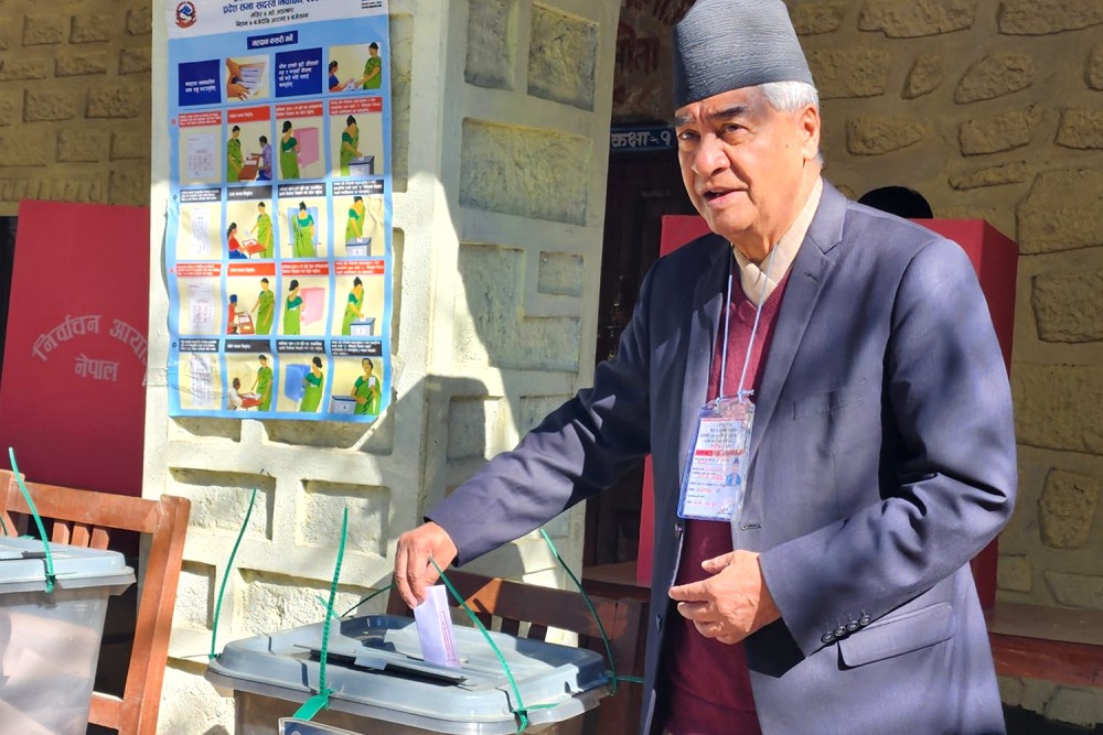 प्रधानमन्त्री देउवा :  'गन्यापधुरा गाउँपालिका १ असिग्राम केन्द्रमा गरे मतदान'