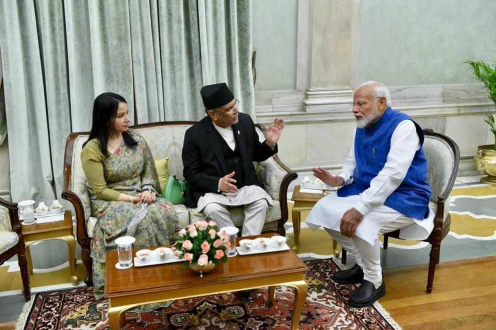 मोदीको शपथमा सहभागी : ' भारतका प्रधानमन्त्री मोदीसँग भेटवार्ता '