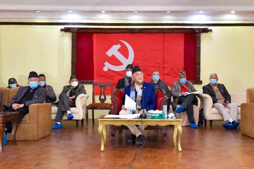 ओली प्यानल हाबी : ' १९ पदाधिकारीमा पोखरेल पक्षका दुई '